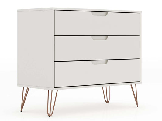 Manhattan Comfort Rockefeller Mid-Century Modern Dresser with 3-Drawers|Commode Rockefeller de Manhattan Comfort de style moderne du milieu du 20e siècle avec 3 tiroirs