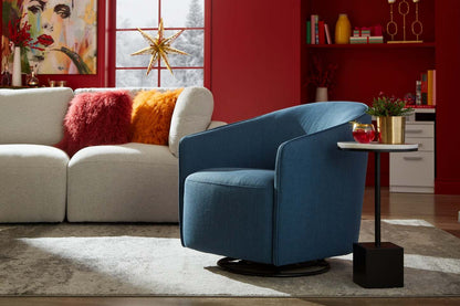 Sabrina 14 Accent Table - Black with White Marble Look Top|Table d'appoint Sabrina de 14 po - noire avec dessus en imitation de marbre blanc