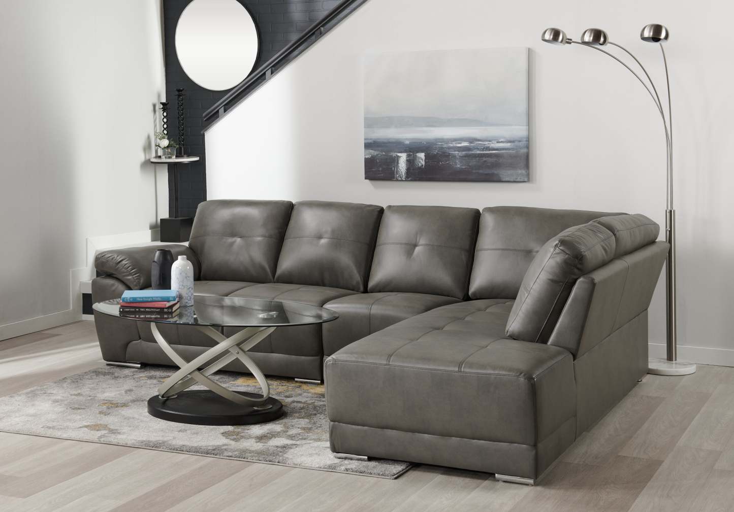 Lampadaire Arc 3 Lumières 72 Acier Brossé|Lampe à pied arquée de 72 po acier brossé à 3 ampoules