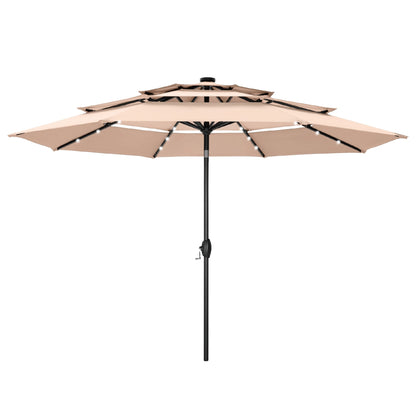 Parasol de terrasse MAISON ARTS de 3 m (10 pi) à 3 niveaux, à inclinaison automatique, double ventilation et éclairage LED