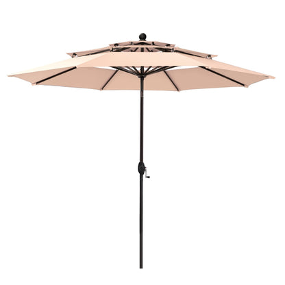 Parasol de terrasse MAISON ARTS de 3 m (10 pi) à 3 niveaux, à inclinaison automatique, double ventilation et éclairage LED