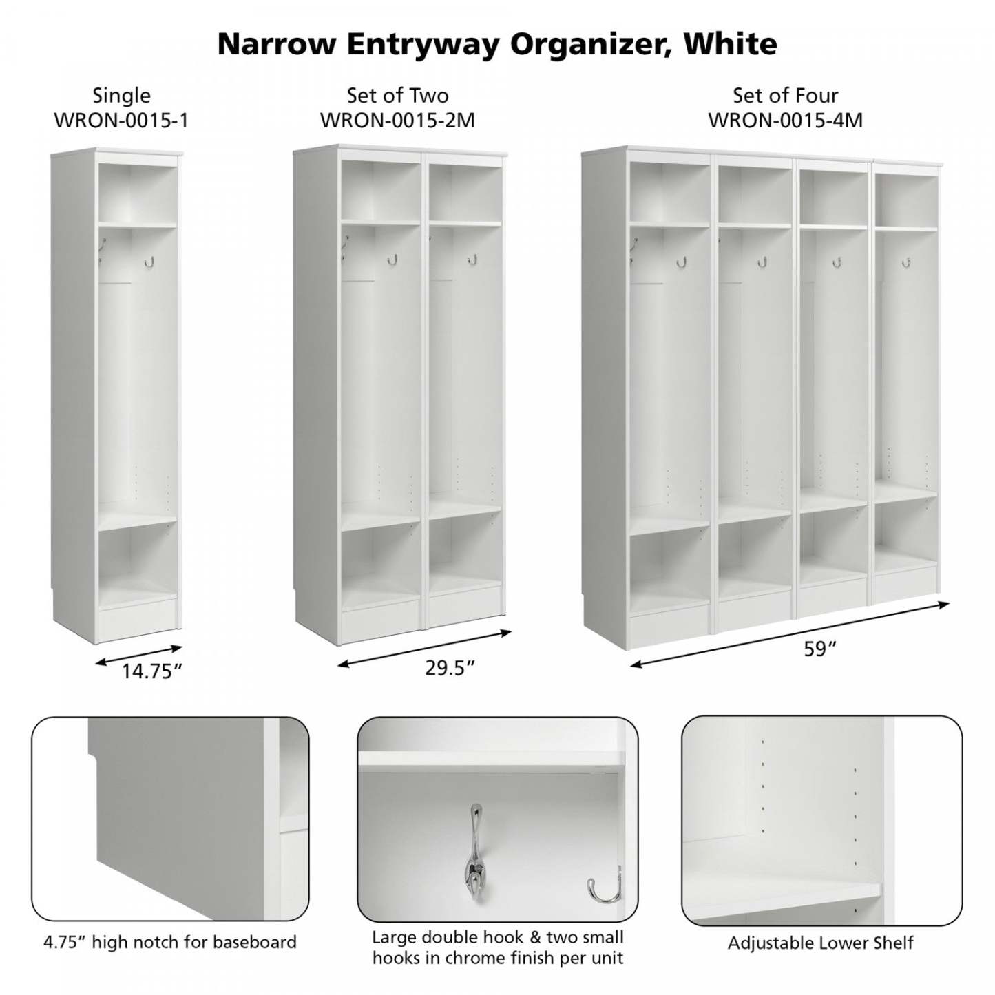 Narrow Entryway Organizer - White|Meuble étroit pour organiser l'entrée - blanc