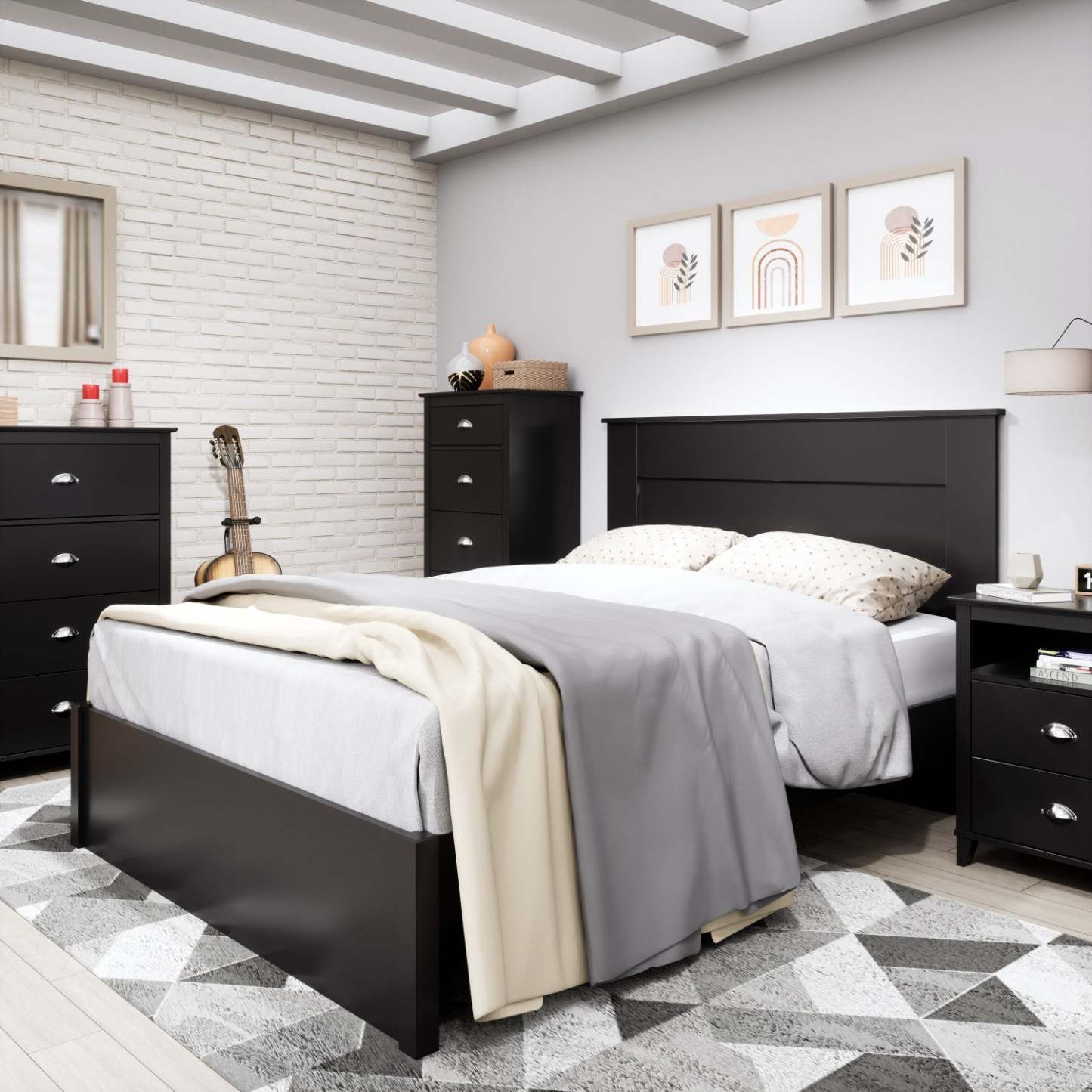 Yaletown 2-Drawer Tall Nightstand - Black|Table de nuit haute Yaletown à 2 tiroirs - noire