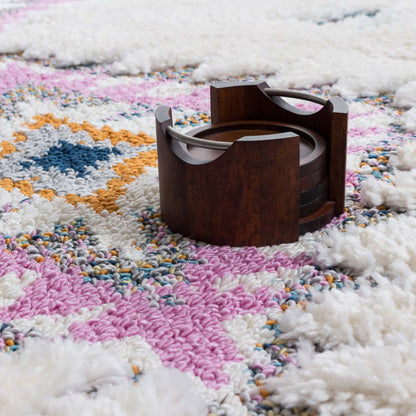 Tapis à poils long Lola à motif de diamants - 2 pi 7 po x 8 pi