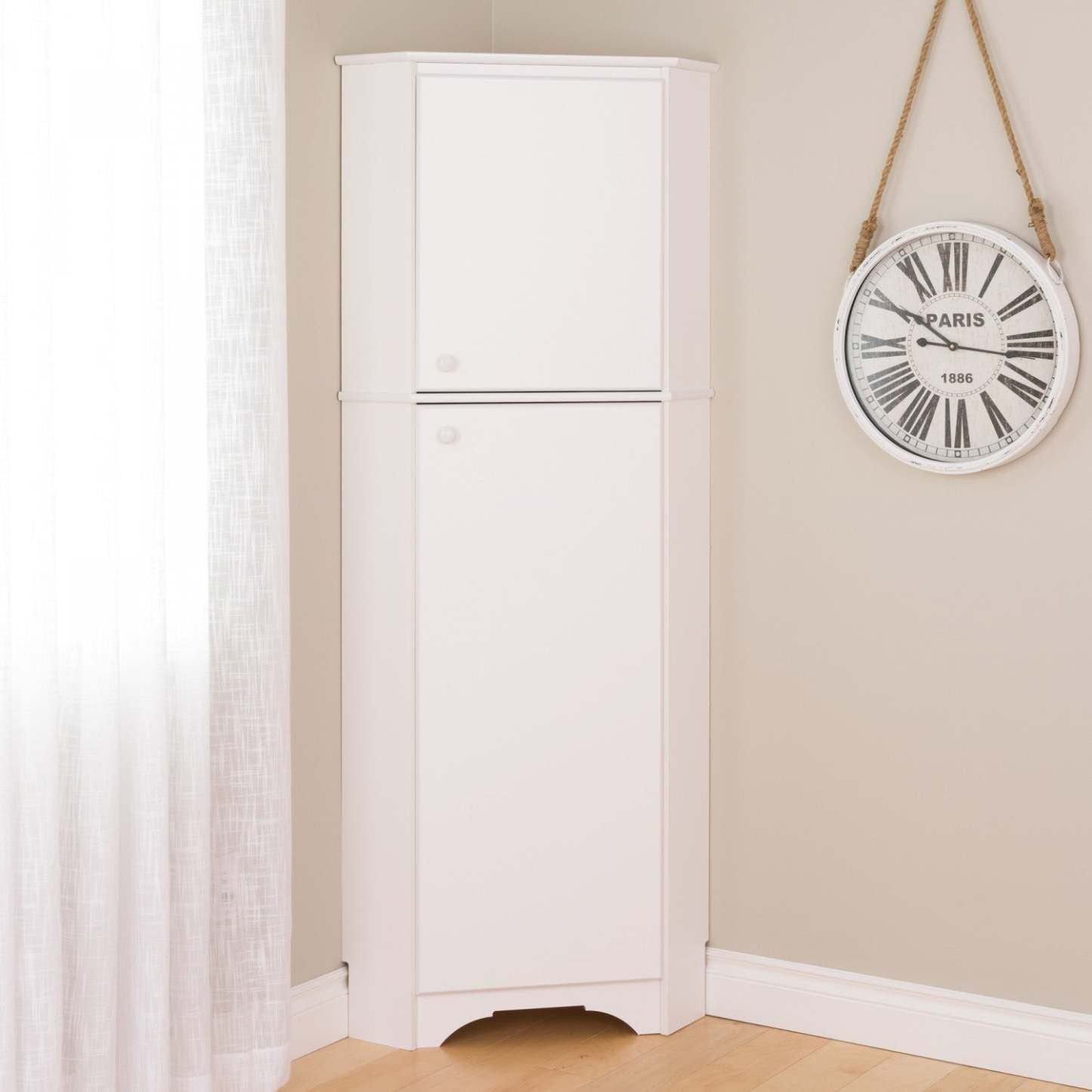 Elite Tall 2-Door Corner Storage Cabinet - Blanc|Armoire de rangement haute en coin Elite à 2 portes - blanche