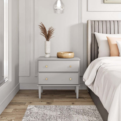 Prepac Lux 2-Drawer Nightstand - Grey|Table de nuit Lux de Prepac à 2 tiroirs - grise