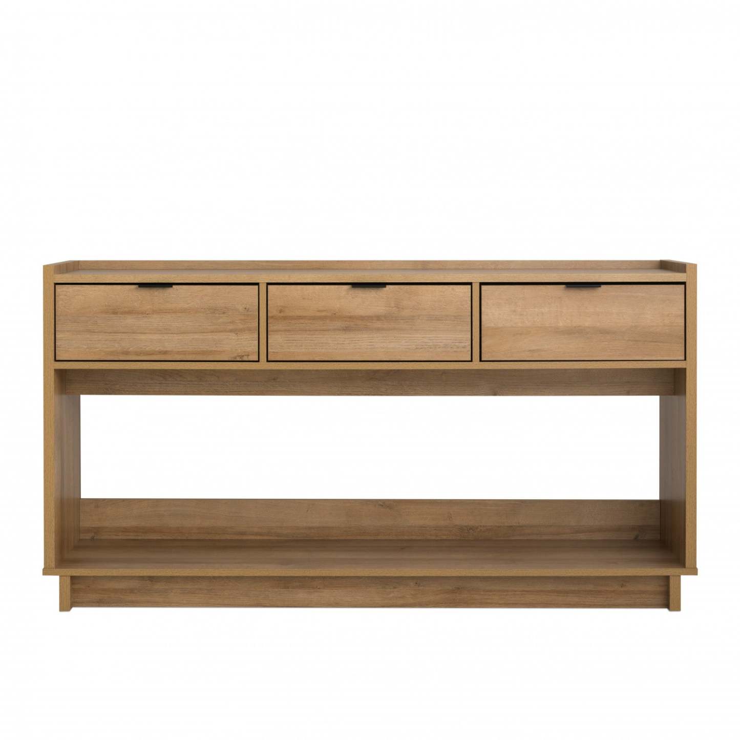 Prepac Simply Modern Buffet Console avec 3 tiroirs - Chêne naturel|Console Simply Modern de Prepac à 3 tiroirs - chêne naturel