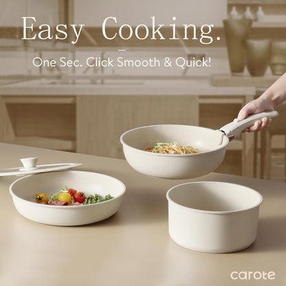 Ensemble de 11 pièces de casseroles et poêles, batterie de cuisine antiadhésive avec poignée amovible, compatible induction