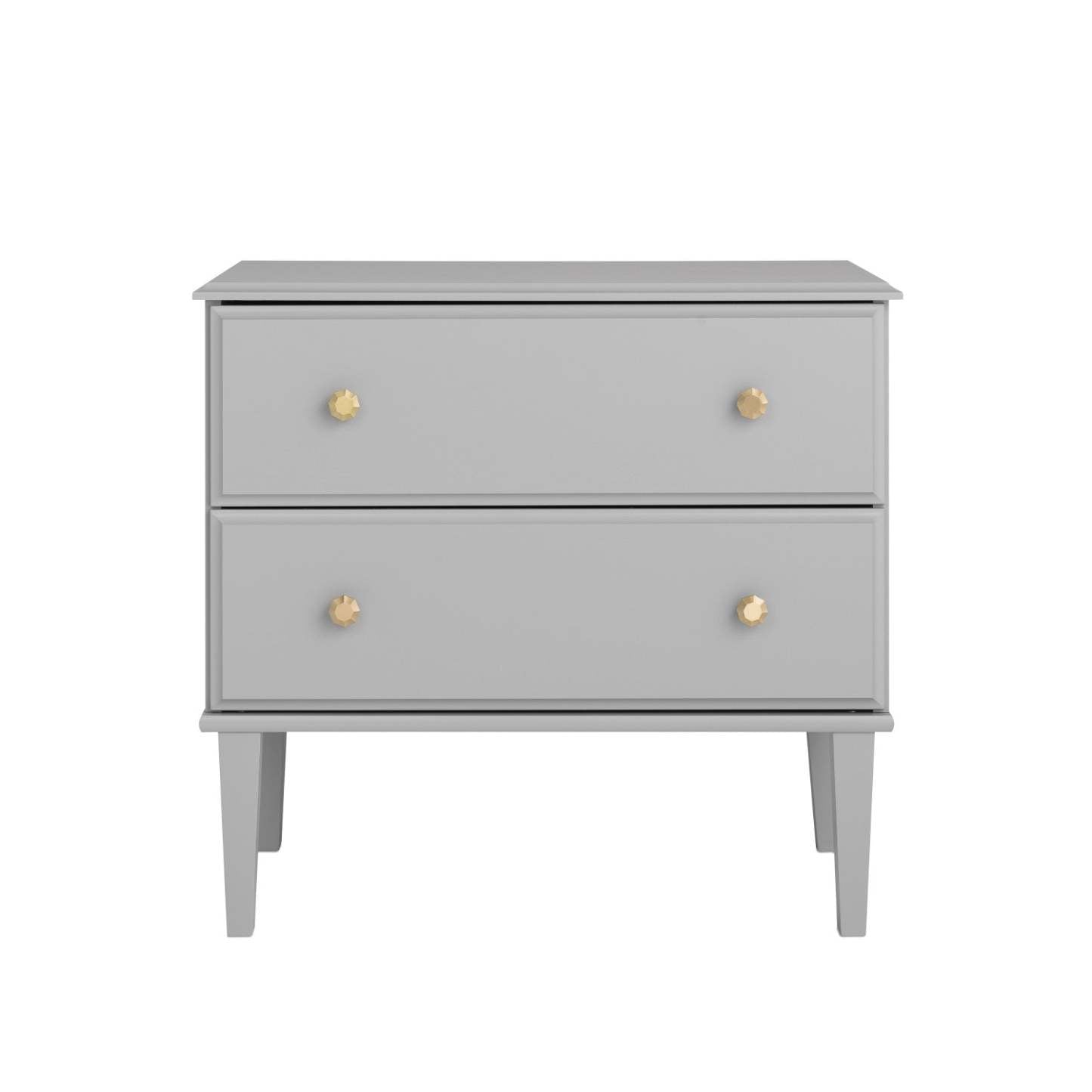 Prepac Lux 2-Drawer Nightstand - Grey|Table de nuit Lux de Prepac à 2 tiroirs - grise