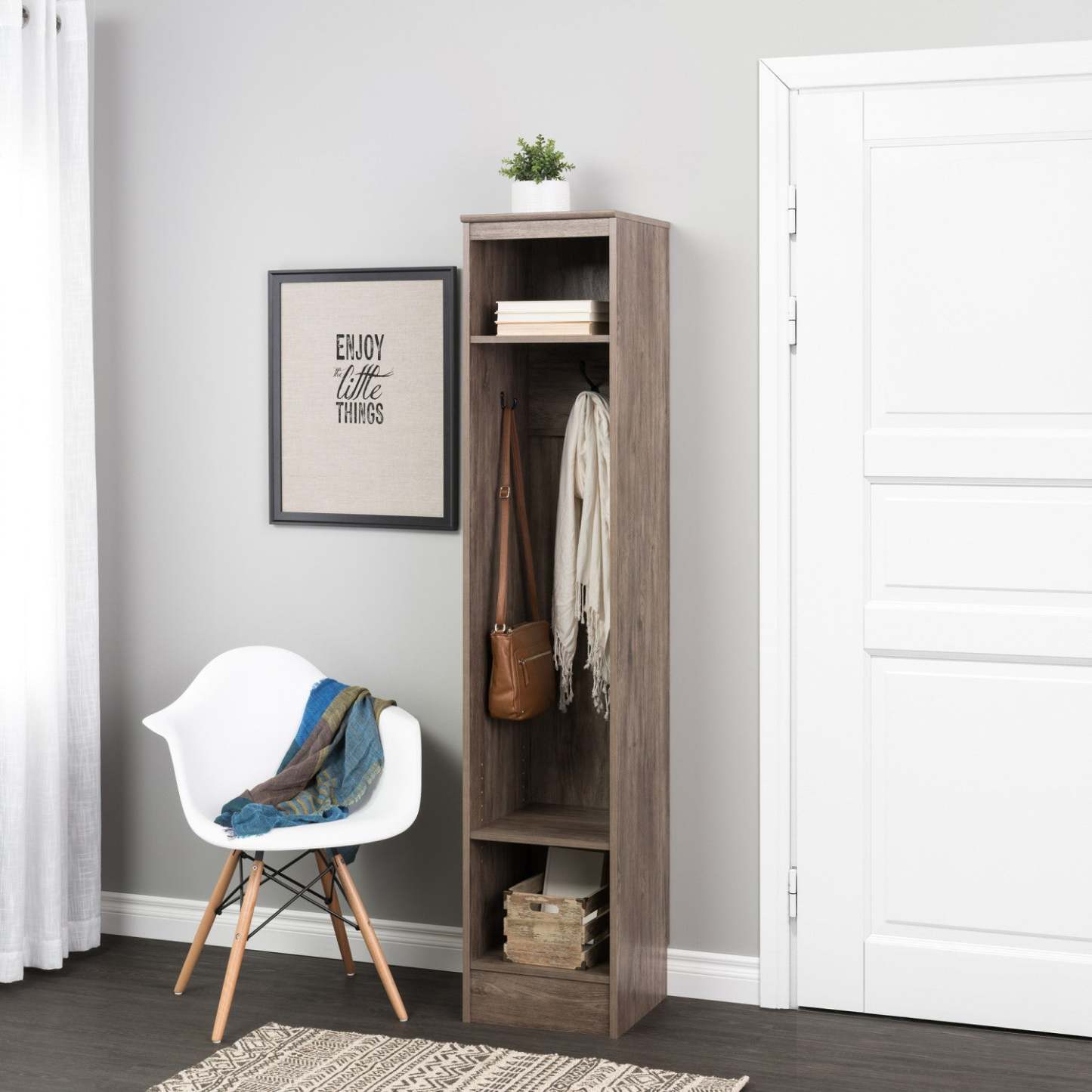 Narrow Entryway Organizer - Drifted Grey|Meuble étroit pour organiser l'entrée - gris délavé