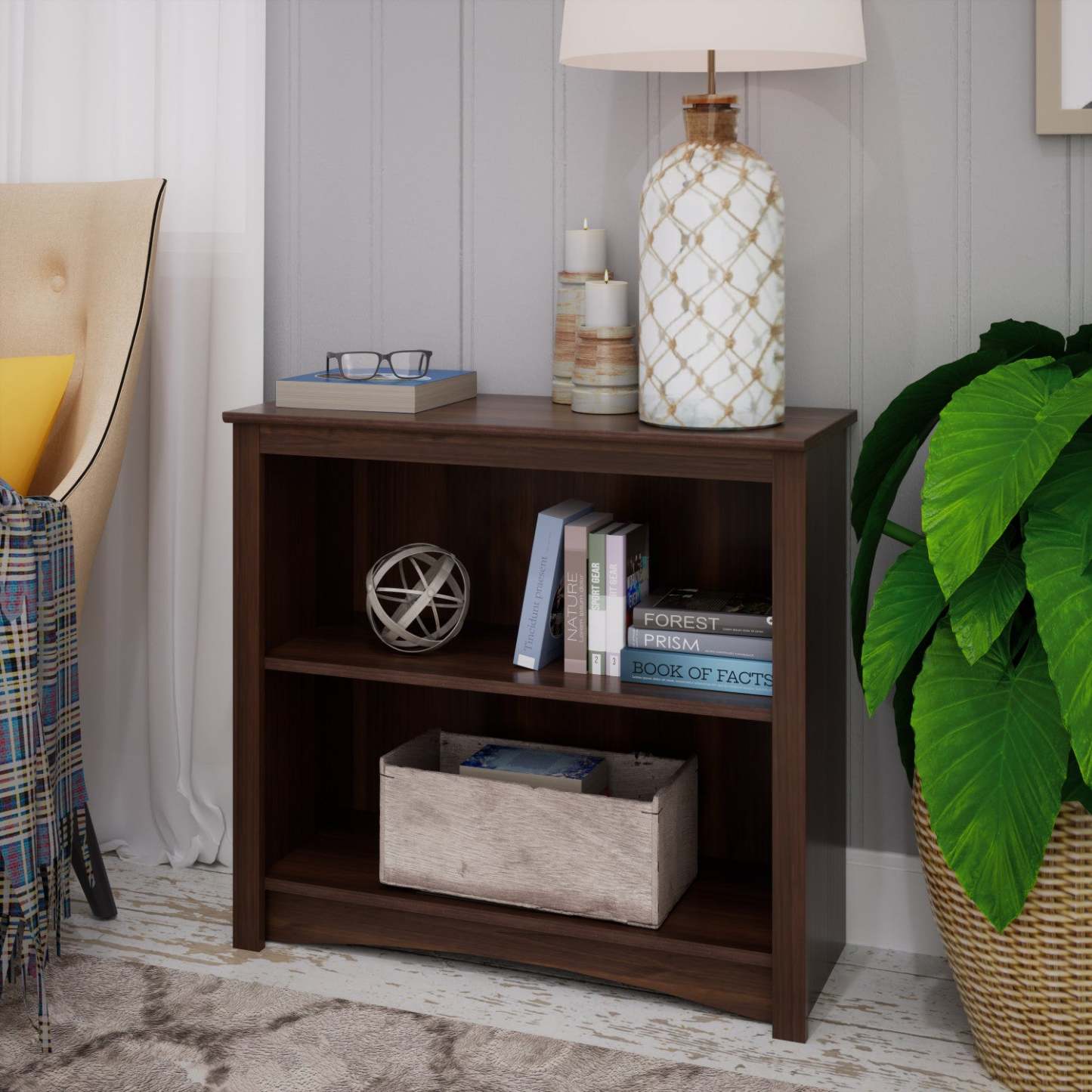 Bibliothèque 2 étagères - Espresso|Bibliothèque à 2 tablettes - espresso