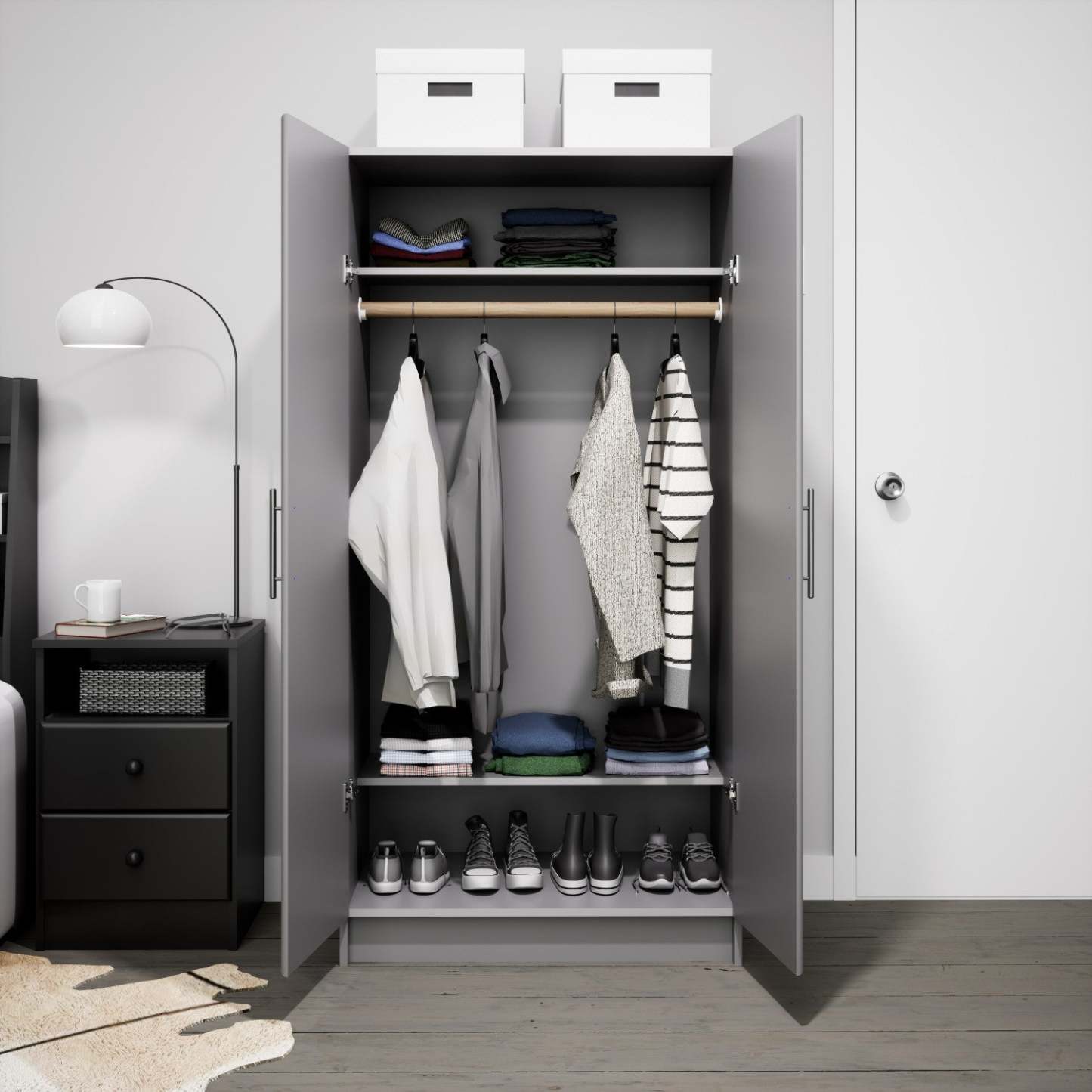 Armoire-penderie Elite - Gris|Armoire-penderie Elite - grise