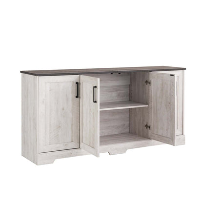 Prepac Rustic Ridge 4-Door Console Buffet - Washed White|Console Rustic Ridge de Prepac à 4 portes - blanc délavé