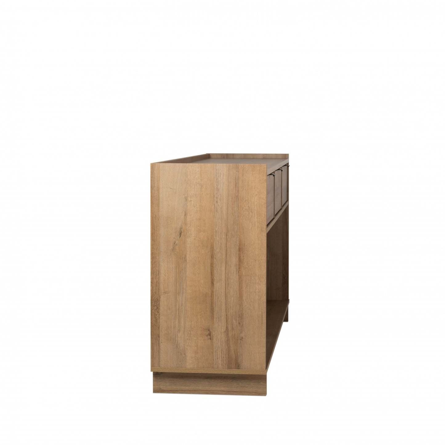 Prepac Simply Modern Buffet Console avec 3 tiroirs - Chêne naturel|Console Simply Modern de Prepac à 3 tiroirs - chêne naturel