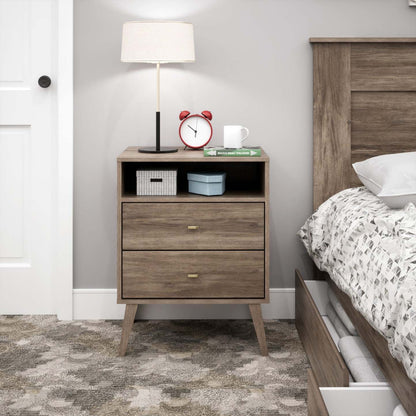 Milo 2-Drawer Tall Nightstand - Drifted Grey|Table de nuit haute Milo à 2 tiroirs - gris délavé