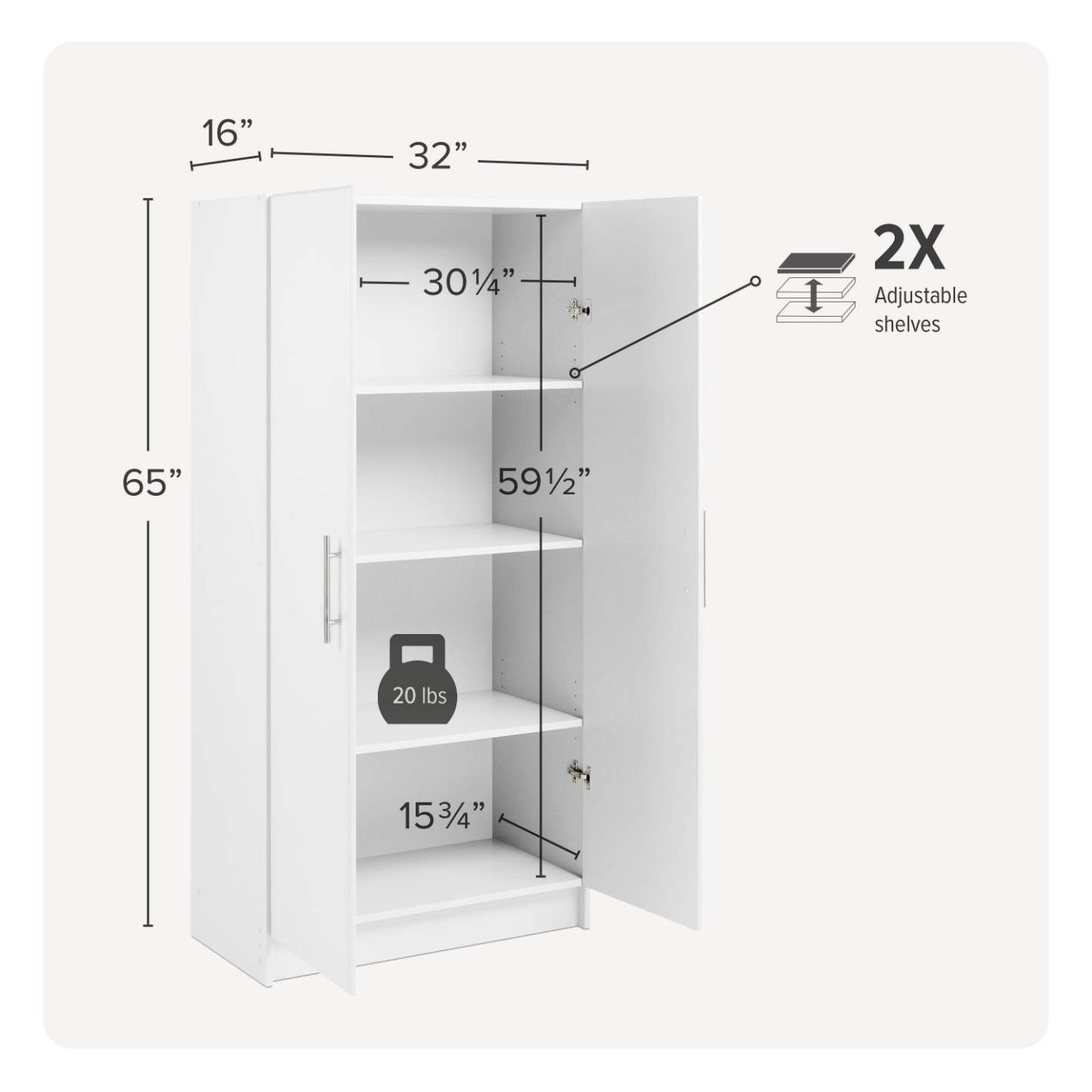 Armoire de rangement Elite 32 - Blanc|Armoire de rangement Elite 32 po - blanche