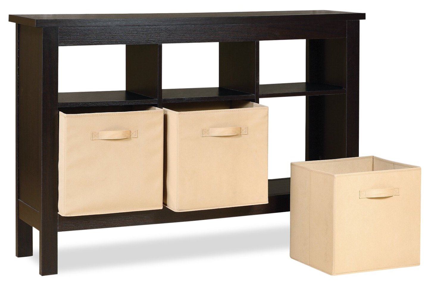 Kimberly 48 Hall Table avec 3 paniers - Espresso|Table d'entrée Kimberly de 48 po avec 3 paniers - expresso