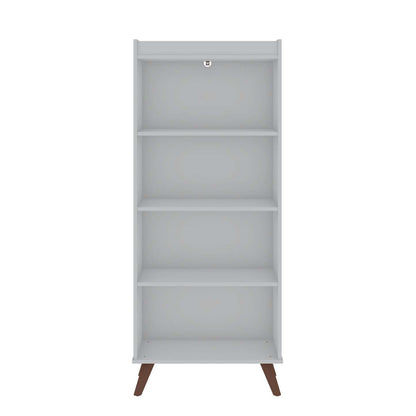 Manhattan Comfort Hampton 4-Tier Bookcase with Solid Wood Legs - White|Bibliothèque Hampton de Manhattan Comfort à 4 étages avec pattes en bois massif - blanche