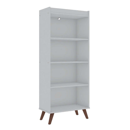Manhattan Comfort Hampton 4-Tier Bookcase with Solid Wood Legs - White|Bibliothèque Hampton de Manhattan Comfort à 4 étages avec pattes en bois massif - blanche