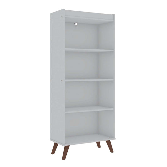 Manhattan Comfort Hampton 4-Tier Bookcase with Solid Wood Legs - White|Bibliothèque Hampton de Manhattan Comfort à 4 étages avec pattes en bois massif - blanche