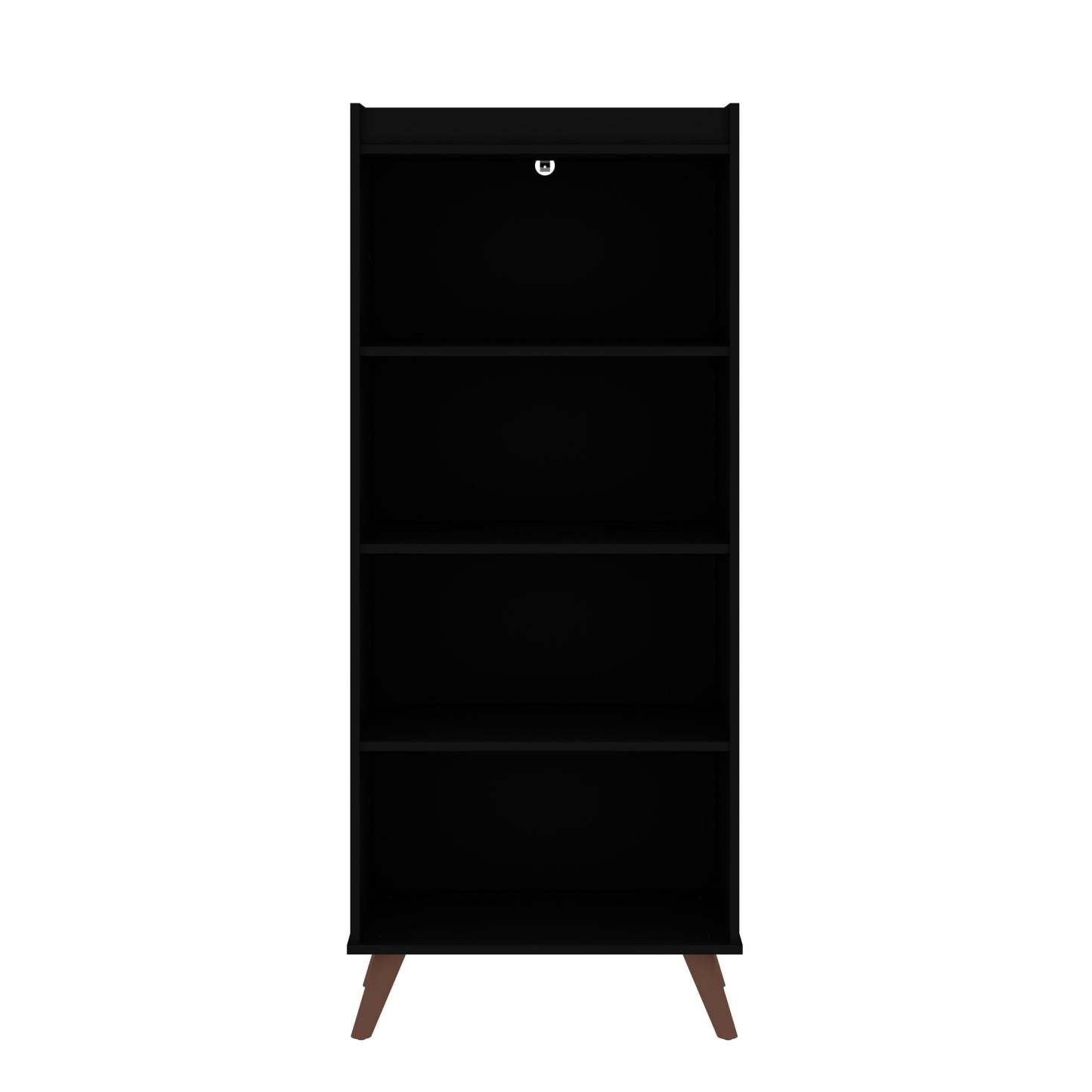 Manhattan Comfort Hampton 4-Tier Bookcase with Solid Wood Legs - Black|Bibliothèque Hampton de Manhattan Comfort à 4 étages avec pattes en bois massif - noire