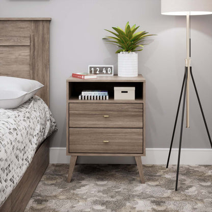Milo 2-Drawer Tall Nightstand - Drifted Grey|Table de nuit haute Milo à 2 tiroirs - gris délavé