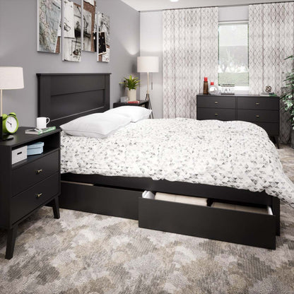 Milo 2-Drawer Tall Nightstand - Black|Table de nuit haute Milo à 2 tiroirs - noire