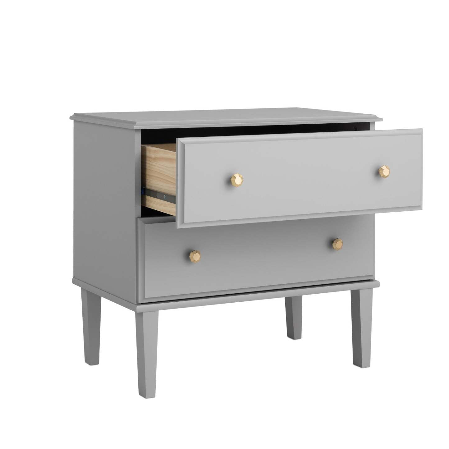 Prepac Lux 2-Drawer Nightstand - Grey|Table de nuit Lux de Prepac à 2 tiroirs - grise