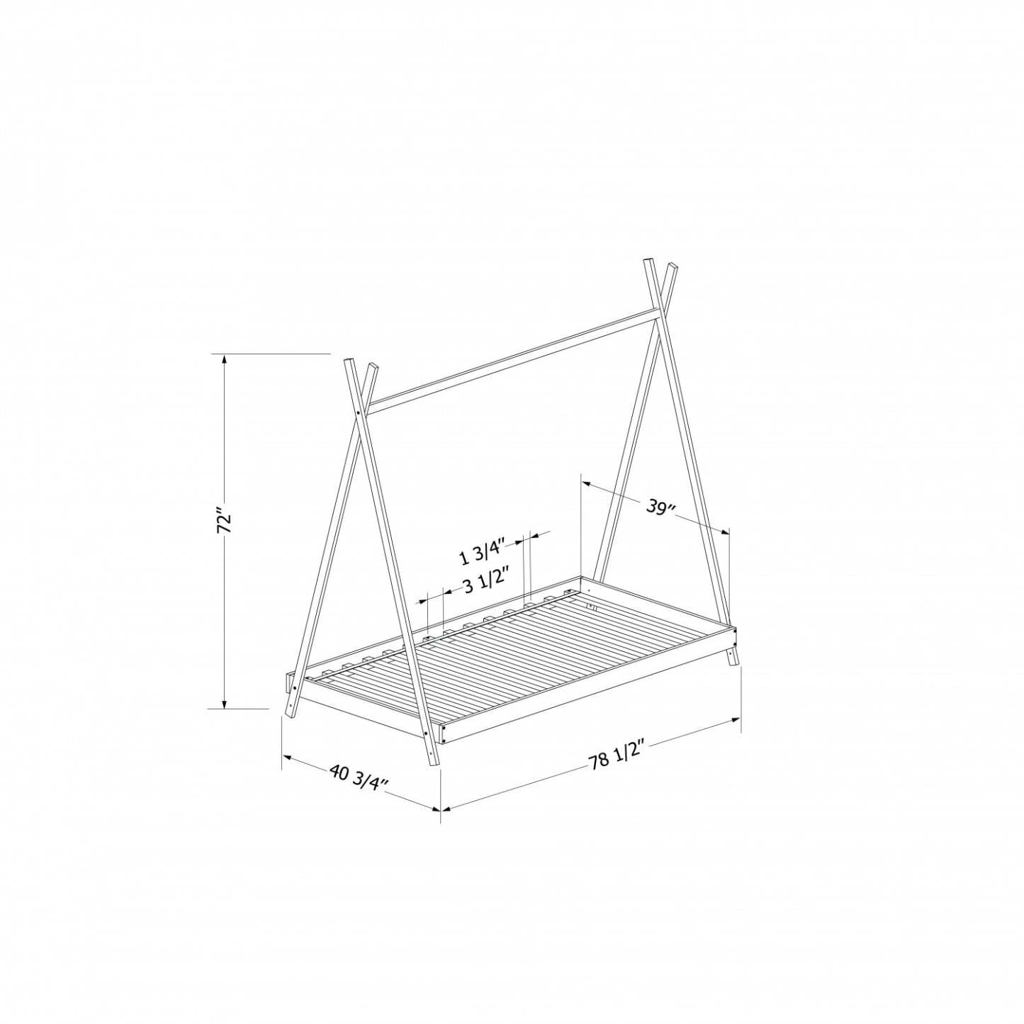 Lit à baldaquin simple Sweedi - Bois naturel | Lit simple à baldaquin Sweedi - bois naturel | D83G053J
