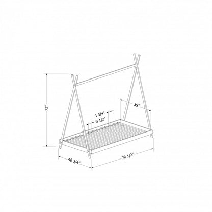 Lit à baldaquin simple Sweedi - Bois naturel | Lit simple à baldaquin Sweedi - bois naturel | D83G053J
