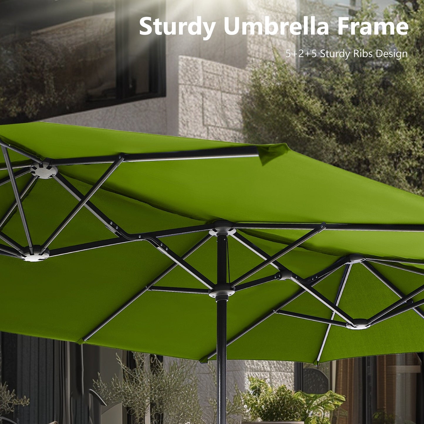 Parasol de terrasse double face extra large de 4 m (13 pi) avec manivelle, MAISON ARTS