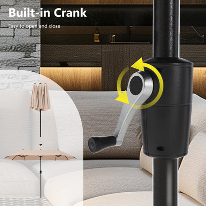 Parasol de terrasse double face extra large de 4 m (13 pi) avec manivelle, MAISON ARTS