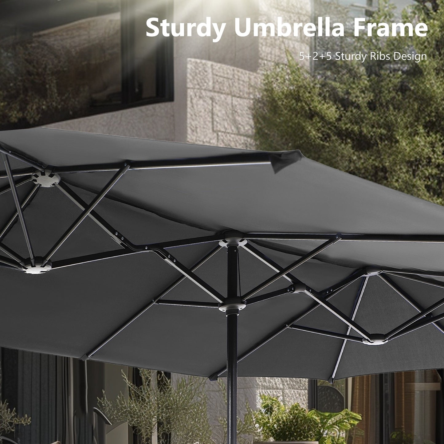 Parasol de terrasse double face extra large de 4 m (13 pi) avec manivelle, MAISON ARTS