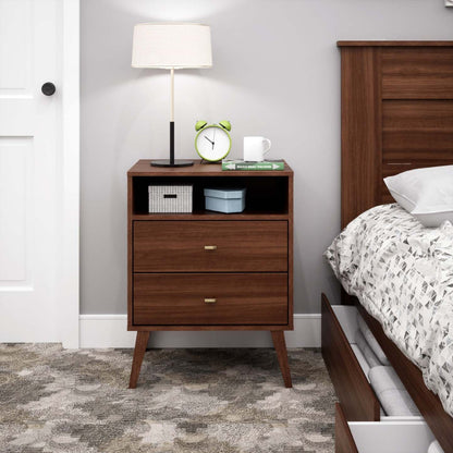 Milo 2-Drawer Tall Nightstand - Cherry|Table de nuit haute Milo à 2 tiroirs - cerisier