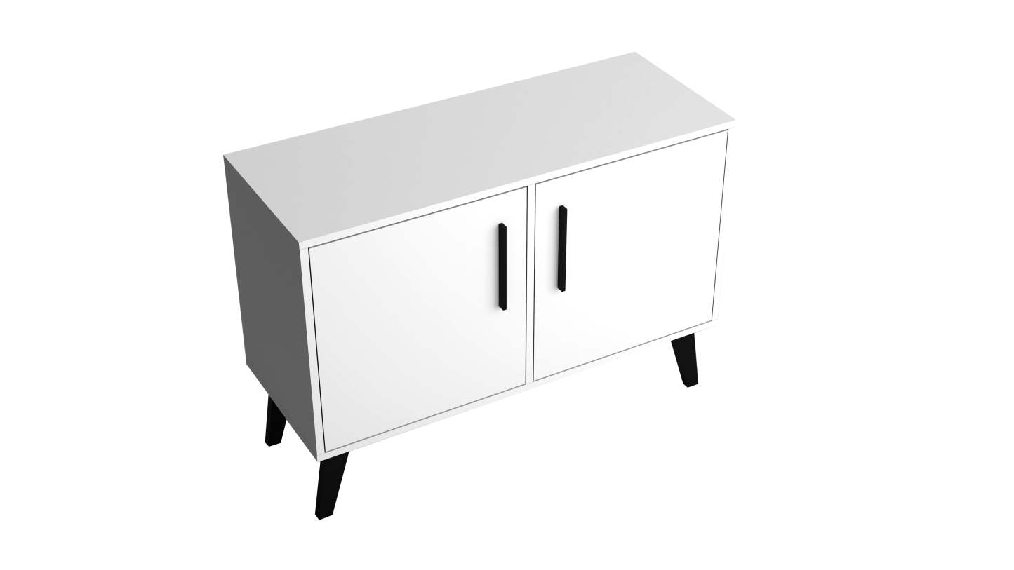 Manhattan Comfort Mid-Century Modern Amsterdam 3-Shelf Accent Cabinet - Blanc|Armoire décorative Amsterdam de Manhattan Comfort de style moderne du milieu du 20e siècle avec 3 tablettes - blanche