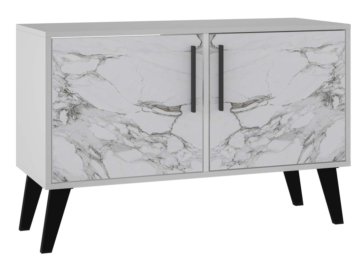 Manhattan Comfort Mid-Century Modern Amsterdam 3-Shelf Accent Cabinet - White Marble|Armoire décorative Amsterdam de Manhattan Comfort de style moderne du milieu du 20e siècle avec 3 tablettes - marbre blanc