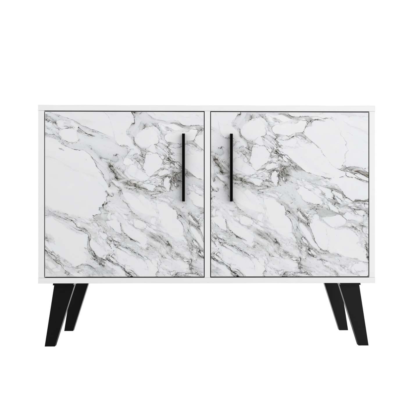Manhattan Comfort Mid-Century Modern Amsterdam 3-Shelf Accent Cabinet - White Marble|Armoire décorative Amsterdam de Manhattan Comfort de style moderne du milieu du 20e siècle avec 3 tablettes - marbre blanc