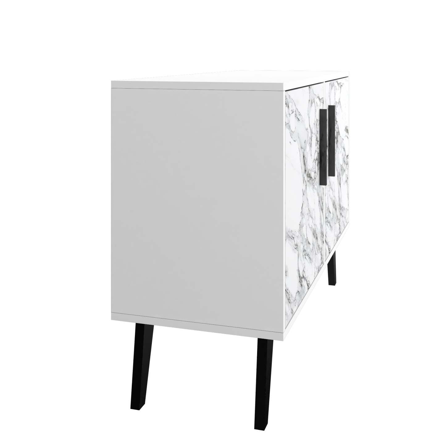 Manhattan Comfort Mid-Century Modern Amsterdam 3-Shelf Accent Cabinet - White Marble|Armoire décorative Amsterdam de Manhattan Comfort de style moderne du milieu du 20e siècle avec 3 tablettes - marbre blanc