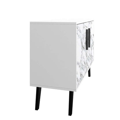 Manhattan Comfort Mid-Century Modern Amsterdam 3-Shelf Accent Cabinet - White Marble|Armoire décorative Amsterdam de Manhattan Comfort de style moderne du milieu du 20e siècle avec 3 tablettes - marbre blanc