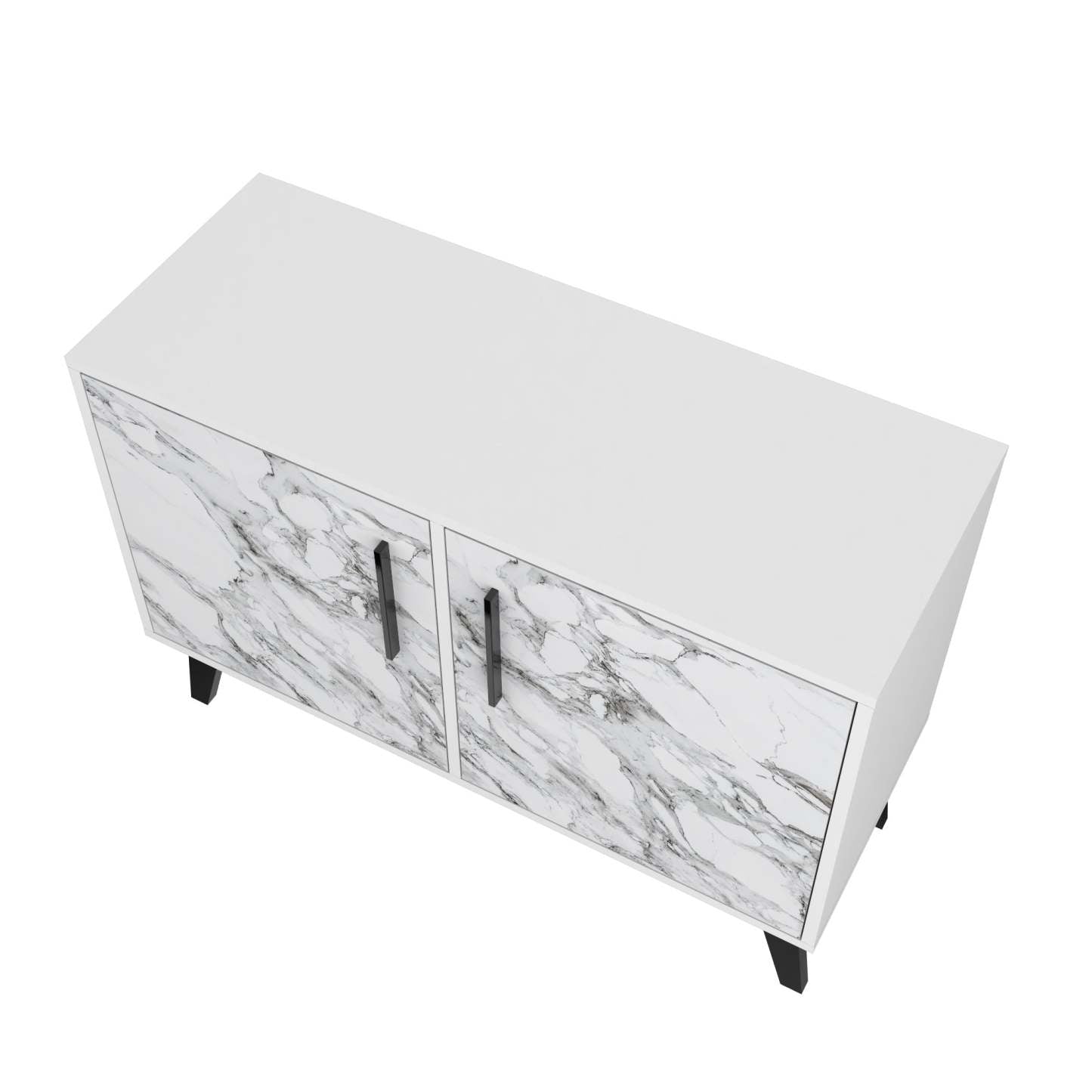Manhattan Comfort Mid-Century Modern Amsterdam 3-Shelf Accent Cabinet - White Marble|Armoire décorative Amsterdam de Manhattan Comfort de style moderne du milieu du 20e siècle avec 3 tablettes - marbre blanc