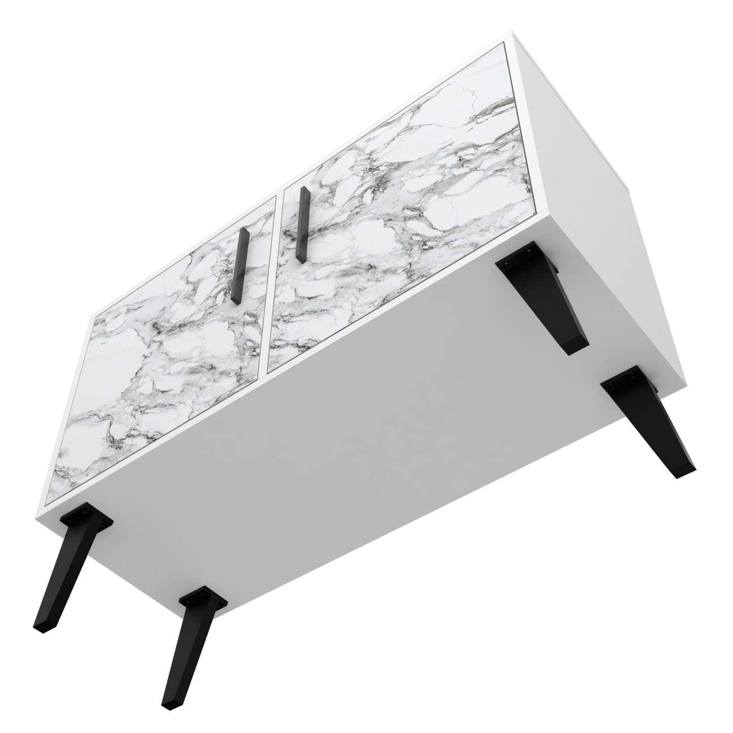 Manhattan Comfort Mid-Century Modern Amsterdam 3-Shelf Accent Cabinet - White Marble|Armoire décorative Amsterdam de Manhattan Comfort de style moderne du milieu du 20e siècle avec 3 tablettes - marbre blanc