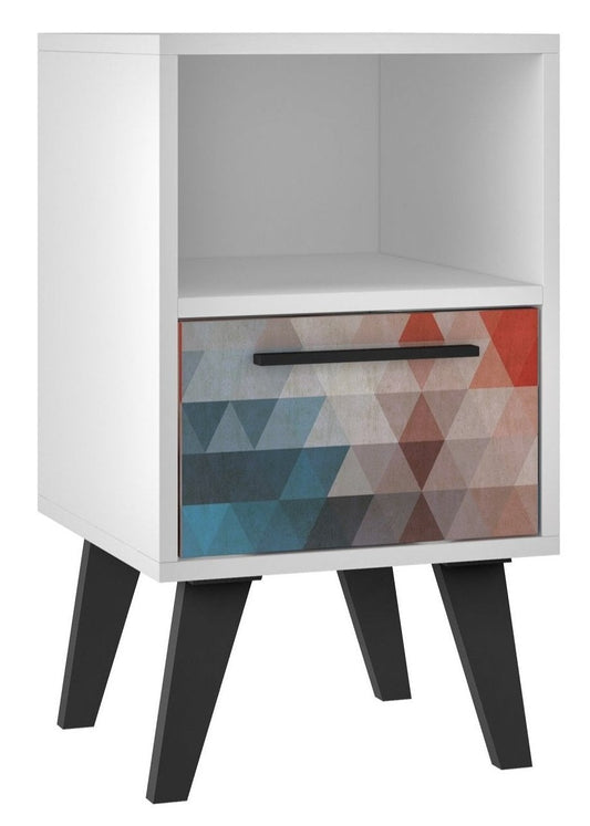 Manhattan Comfort Mid-Century Modern Amsterdam Nightstand with 1 Shelf - Multi-Color|Table de nuit Amsterdam de Manhattan Comfort de style moderne du milieu du 20e siècle avec 1 tablette - multicolore