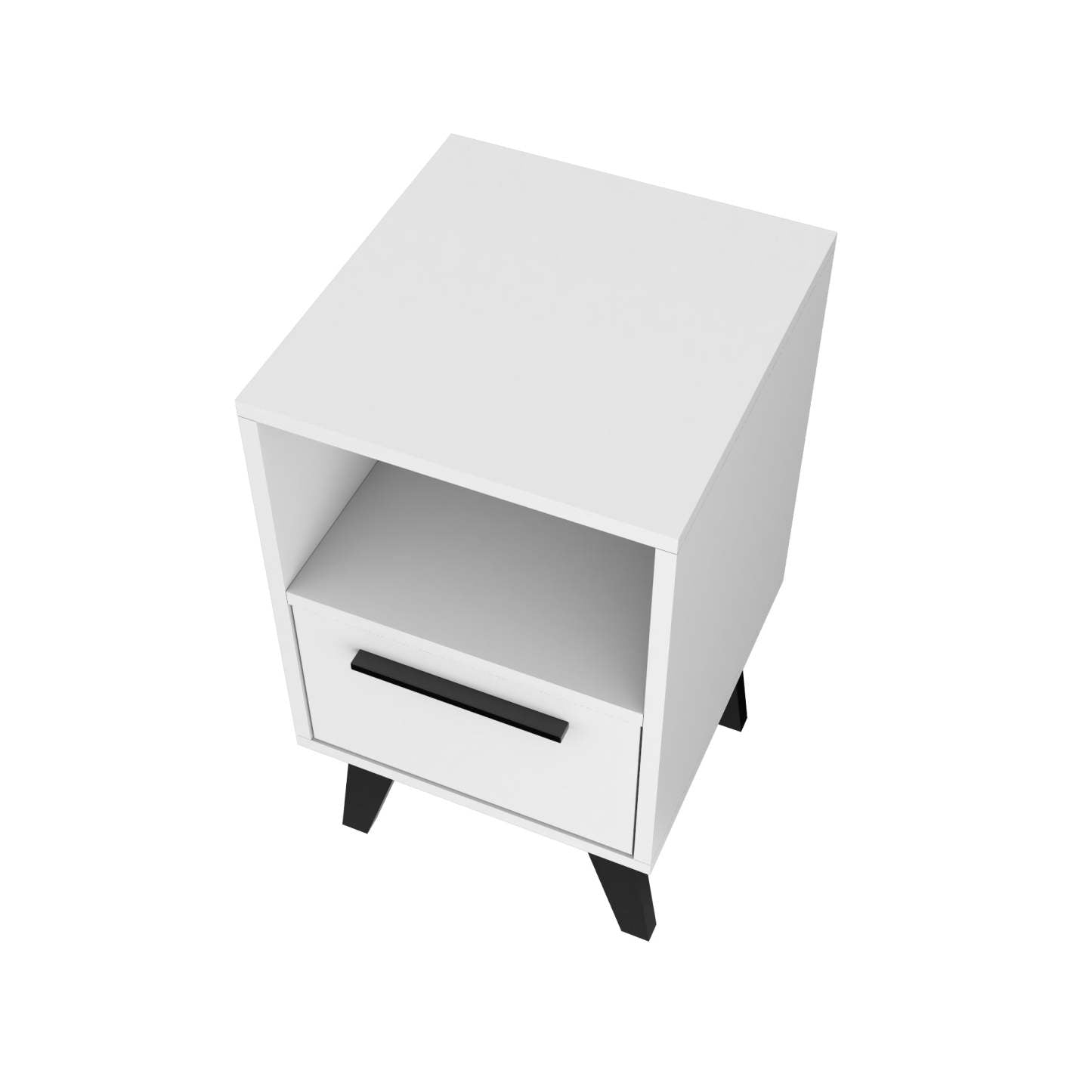 Manhattan Comfort Mid-Century Modern Amsterdam Nightstand with Shelf - Blanc|Table de nuit Amsterdam de Manhattan Comfort de style moderne du milieu du 20e siècle avec tablette - blanche