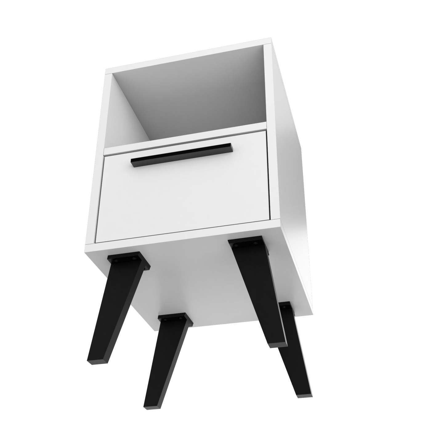 Manhattan Comfort Mid-Century Modern Amsterdam Nightstand with Shelf - Blanc|Table de nuit Amsterdam de Manhattan Comfort de style moderne du milieu du 20e siècle avec tablette - blanche