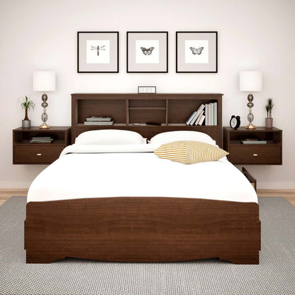 Etagère flottante avec tiroir - Espresso|Tablette flottante avec tiroir - espresso