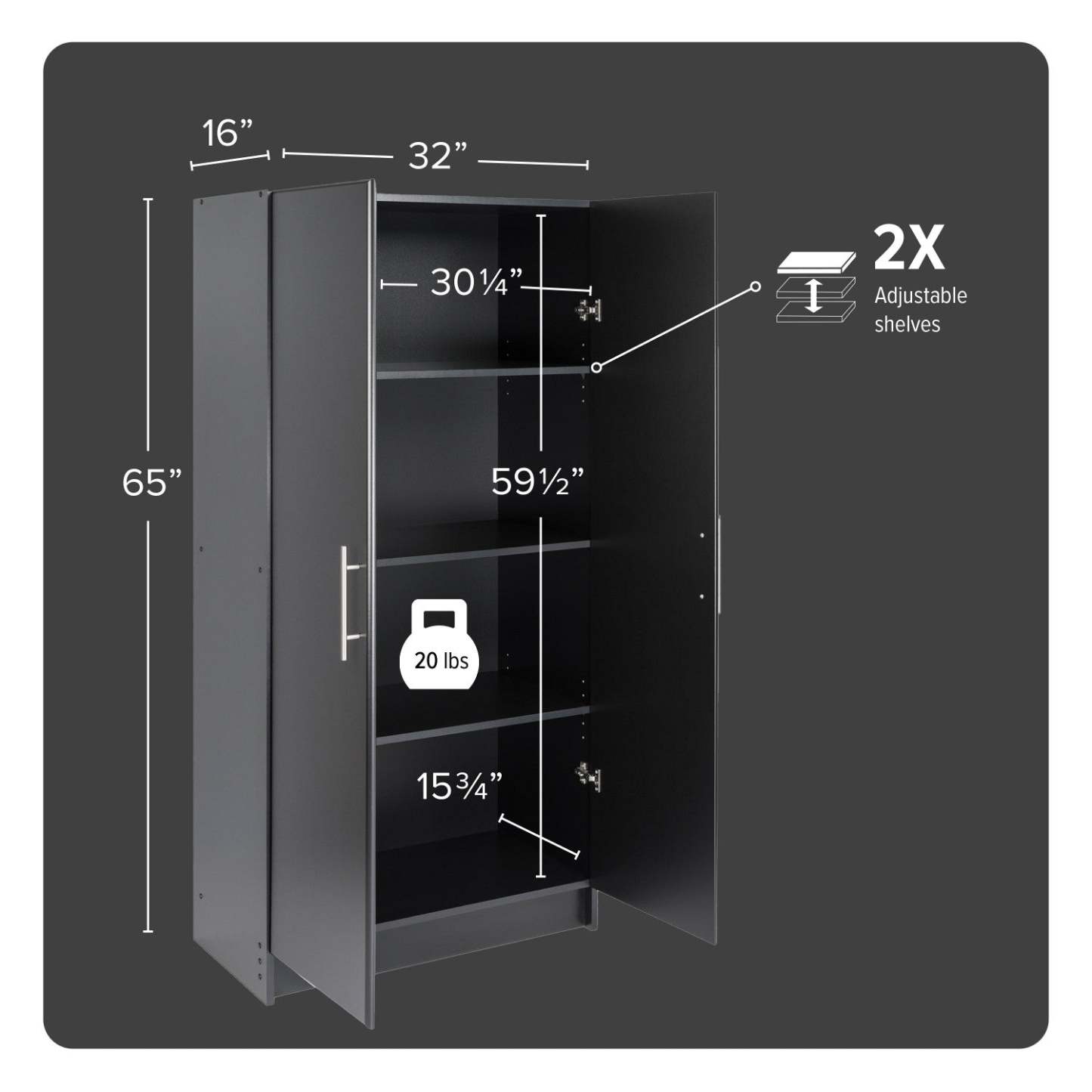 Armoire-penderie Elite 32 - Noir|Armoire-penderie Elite de 32 po - noire