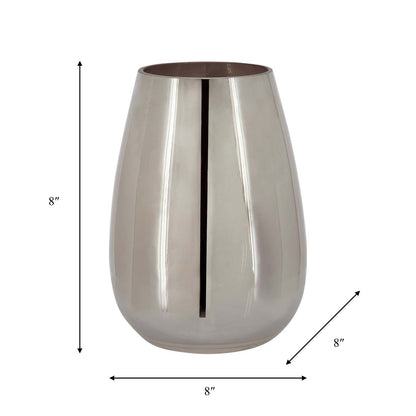 Vase de 8 po en verre d'aspect métallique - argenté|Glass 8 Metallic Vase - Silver
