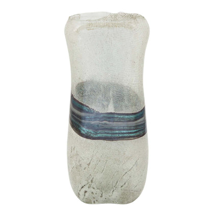 Vase de 14 po en verre avec azurite - bleu et gris
