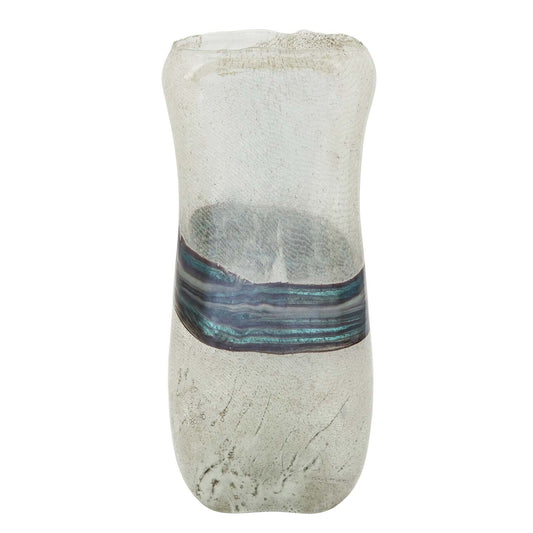 Vase de 14 po en verre avec azurite - bleu et gris