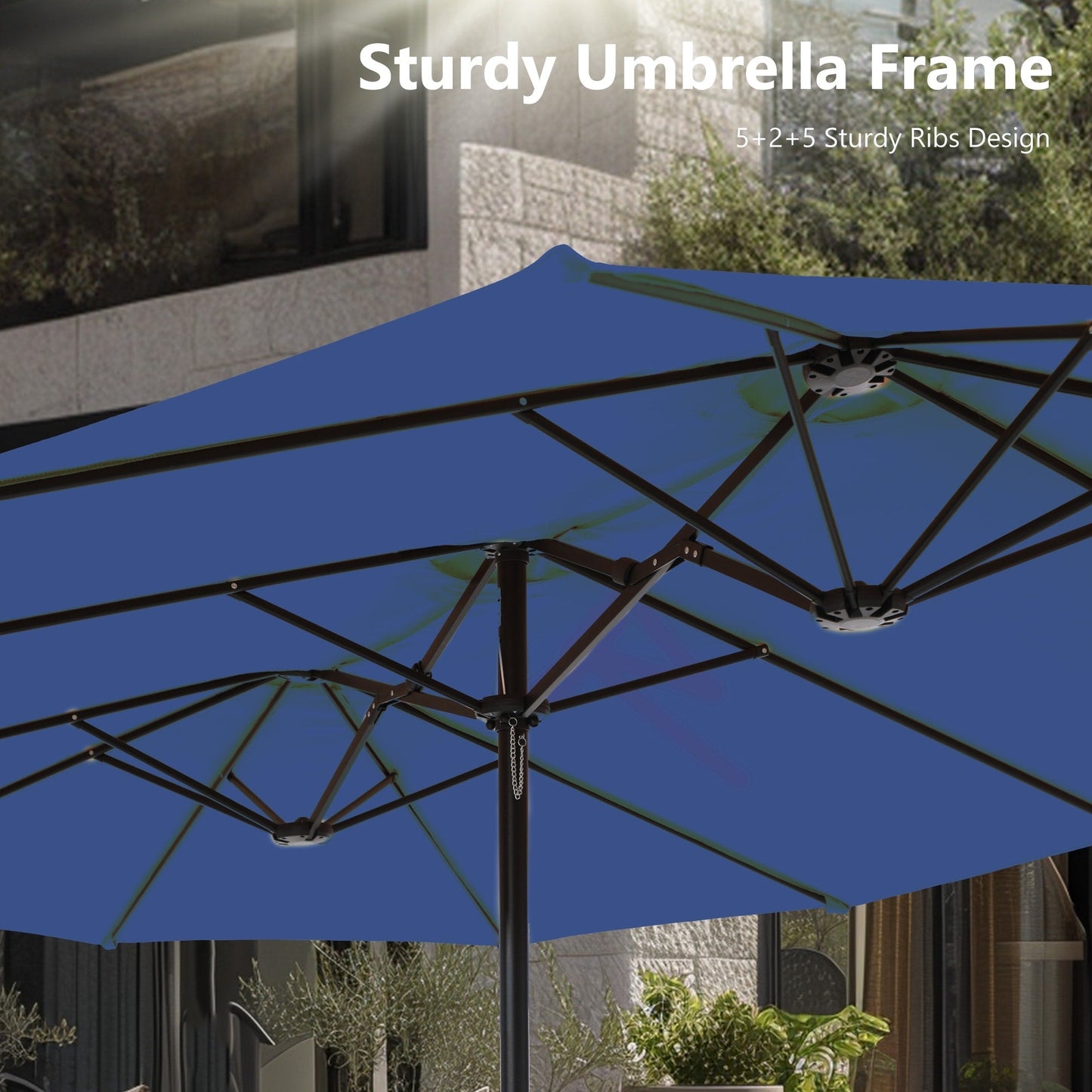 Parasol double face extra large de 4,57 m (15 pi) avec base incluse, MAISON ARTS